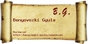 Benyovszki Gyula névjegykártya